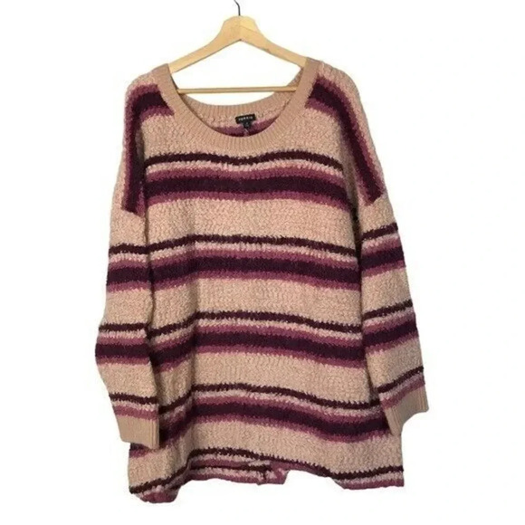 Torrid Popcorn Knit Drop Shoulder Pink & Purple Stripe Sweater 5 - Picture 5 of 7